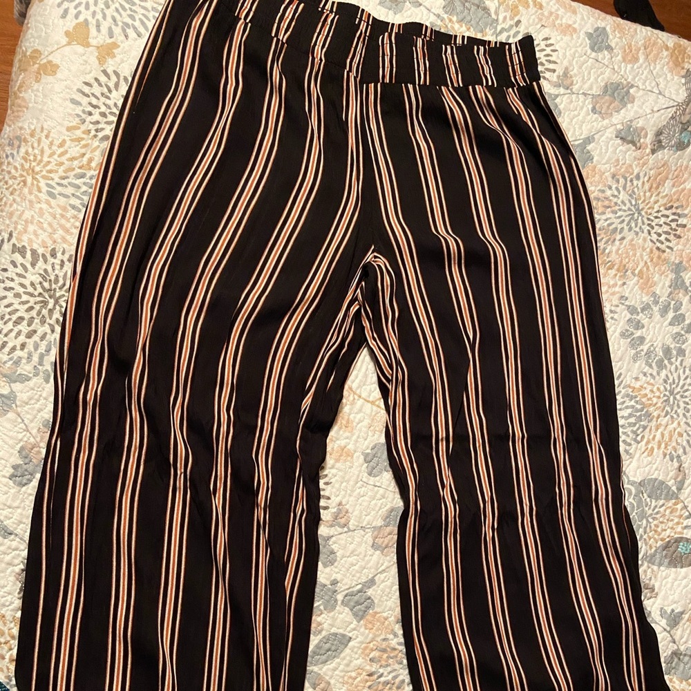 Black and Orange Striped Flowy Pants